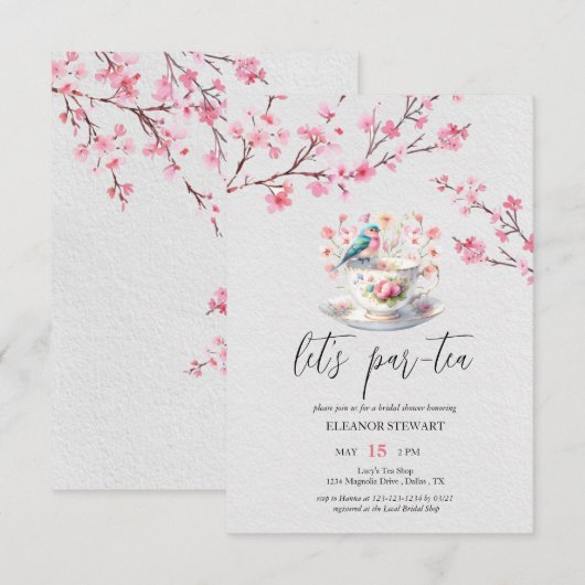 Laten we een Par-Tea theepartij uitnodiging houden (Voorkant / Achterkant)