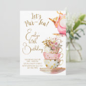 Laten we een Par-Tea verjaardagsfeest uitnodiging (Staand voorkant)