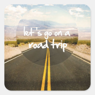 Laten we een roadtrip gaan maken vierkante sticker