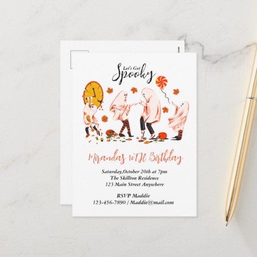 Laten we een spookachtige geest krijgen met een vr feestdagenkaart (Voorkant / Achterkant in situ)