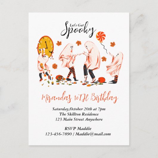 Laten we een spookachtige geest krijgen met een vr feestdagenkaart (Voorkant)