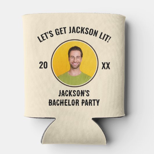 Laten we een verlicht vrijgezellenfeest bierblikje blikjeskoeler (Achterkant)