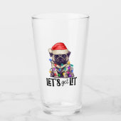 Laten we een verlichte pug in kerstverlichting lat glas (Voorkant)