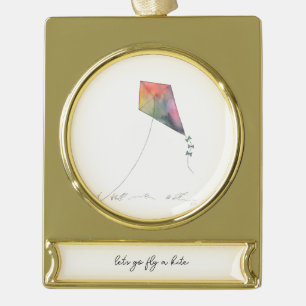 Laten we een vlieger vliegen verguld banner ornament
