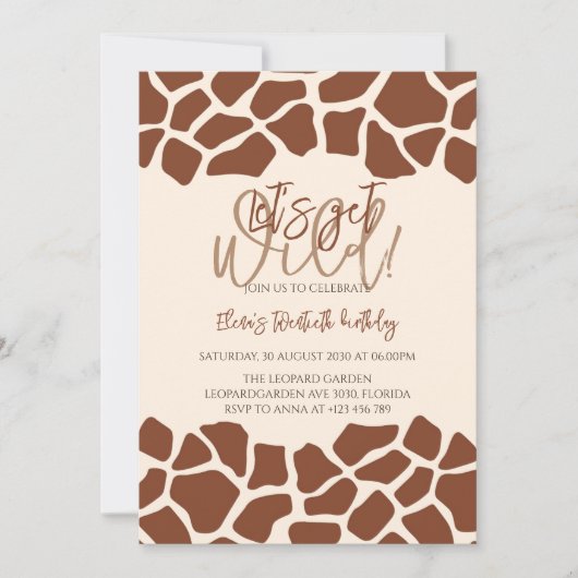 Laten we een wild dier giraffe print verjaardagsfe kaart (Voorkant)