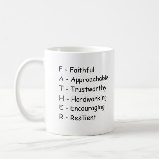 Laten we eens kijken naar "Vader" letter voor lett Koffiemok