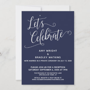 Laten we Elegant Navy Blue Reception-Only vieren Kaart