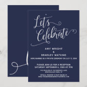 Laten we Elegante Navy Blue Ontvangst alleen Viere Kaart (Voorkant / Achterkant)