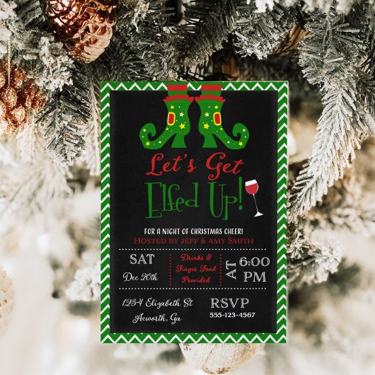 Laten we elfed omhoog kerstfeest uitnodiging