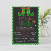 Laten we elfed omhoog kerstfeest uitnodiging (Staand voorkant)