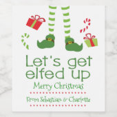 Laten we Elfed Up Christmas gepersonaliseerd Wijn Etiket (Enkel label)