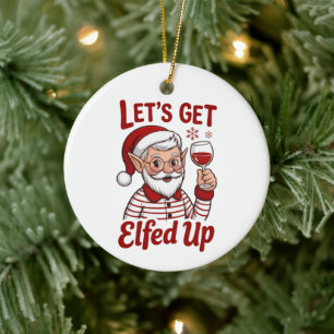 Laten we Elfenfeest Vieren Snarky Kerst Wijn Elf H Keramisch Ornament