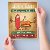 Laten we eten! Buurtbarbecue Flyer (Hand)