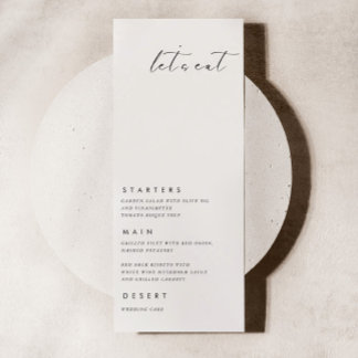 Laten we eten moderne minimalistische bruiloft men menu