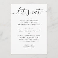 Laten we eten. Zwart-wit modern trouwscript