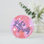 Laten we feest Disco Bal Verjaardagsuitnodiging Kaart (Staand voorkant)
