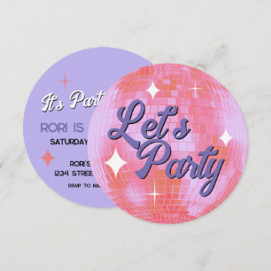 Laten we feest Disco Bal Verjaardagsuitnodiging Kaart