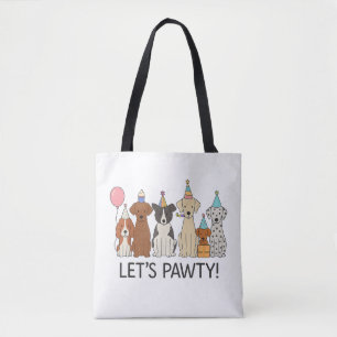 Laten we feest geven Cute Dogs Feest Viering Honde Draagtas