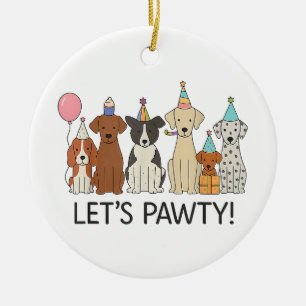 Laten we feest geven Cute Honden Feest Viering Hon Keramisch Ornament
