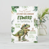 Laten we feest houden als een Dinosaur Cool T-Rex Kaart (Staand voorkant)