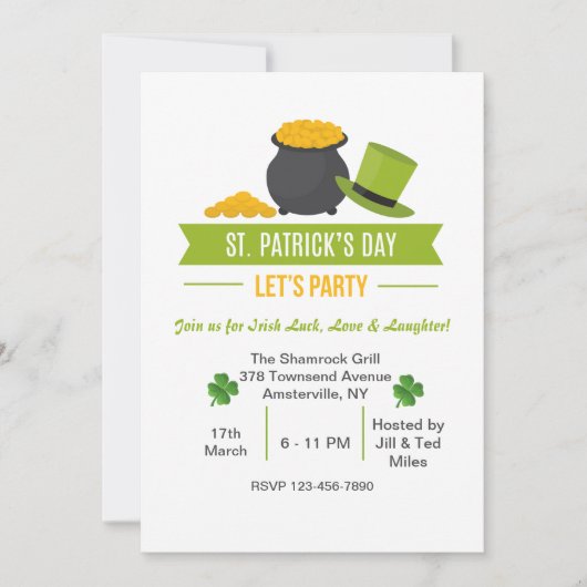 Laten we feest houden op St. Patrick's Day Invitat Kaart (Voorkant)