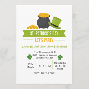 Laten we feest houden op St. Patrick's Day Invitat Kaart