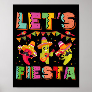 Laten we feest Mexico Fiesta Taco Gitaar Cinco De Poster