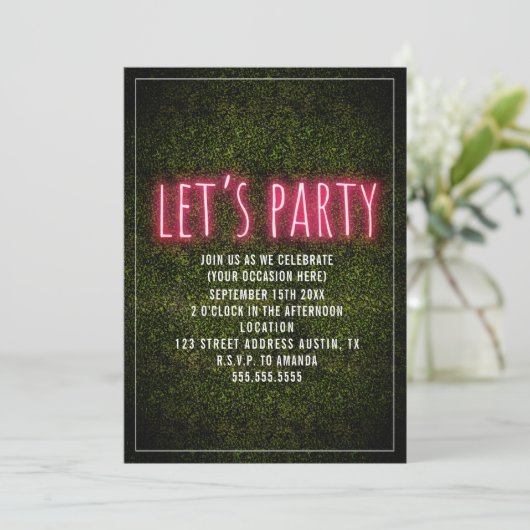 Laten we feest Neon Buxus Algemeen Doel Kaart (Staand voorkant)