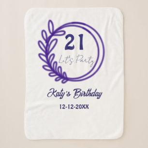Laten we feest vieren 21ste verjaardag naam PURPER Sherpa Deken