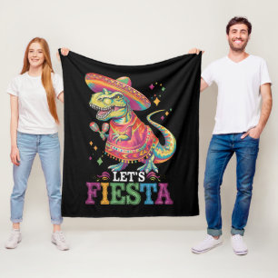 Laten we feest vieren Cinco De Mayo T Rex Dinosaur Fleece Deken
