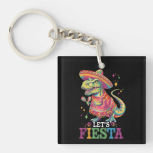 Laten we feest vieren Cinco De Mayo T Rex Dinosaur Sleutelhanger