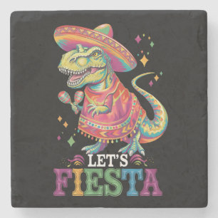 Laten we feest vieren Cinco De Mayo T Rex Dinosaur Stenen Onderzetter