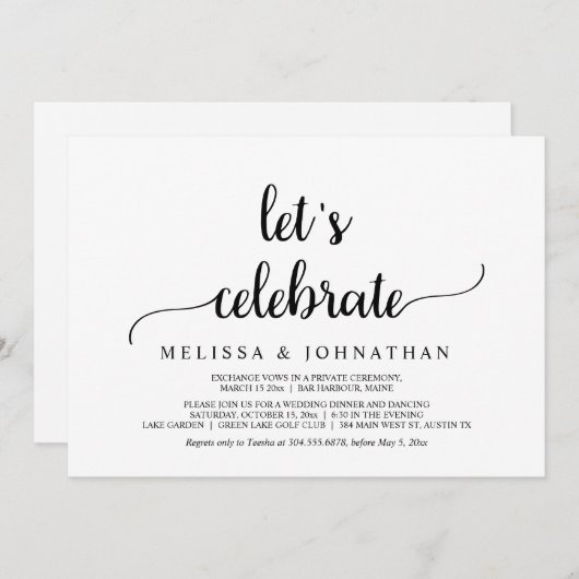 Laten we feest vieren, Rustieke trouwfeest viering Kaart (Voorkant / Achterkant)