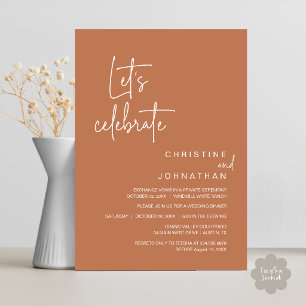 Laten we feest vieren, Trouw Elopement Feest Diner Kaart