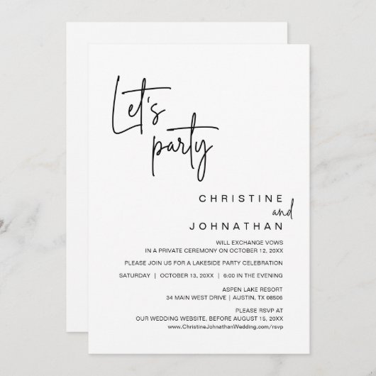 Laten we feest vieren, weddenschap-uittredingsfees kaart (Voorkant / Achterkant)