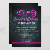 Laten we feest vuren roze neon script gebladerte kaart (Voorkant / Achterkant)