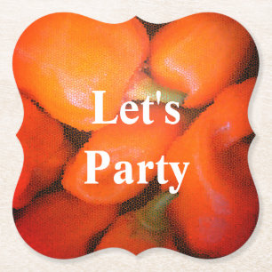 Laten we feestelijke Oranje Zuidwest Chili Peppers Kartonnen Onderzetters