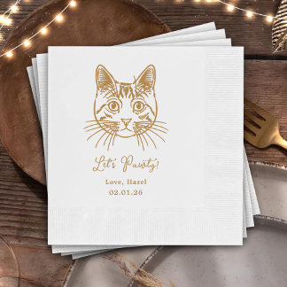 Laten we feesten Aangepaste kat getekende cocktail Servet