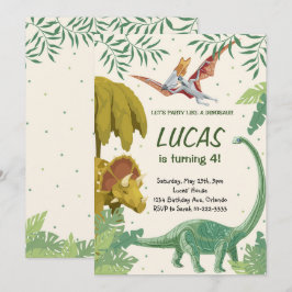 Laten we feesten als een dinosaurus verjaardag uit kaart