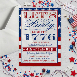 Laten we feesten alsof het 1776 is 4 juli-feest acryl uitnodigingen