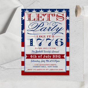 Laten we feesten alsof het 1776 is 4e juli acryl uitnodigingen