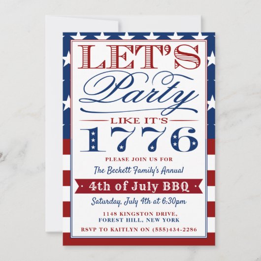 Laten we feesten alsof het 1776 is | 4e juli kaart (Voorkant)