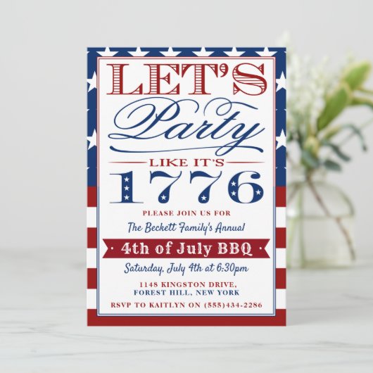 Laten we feesten alsof het 1776 is | 4e juli kaart (Staand voorkant)