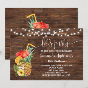 Laten we feesten bij het zwembad volwassenen verja kaart