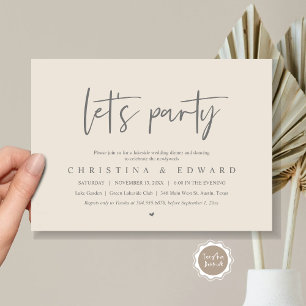 Laten we feesten, bruiloft elopement, modern minim kaart