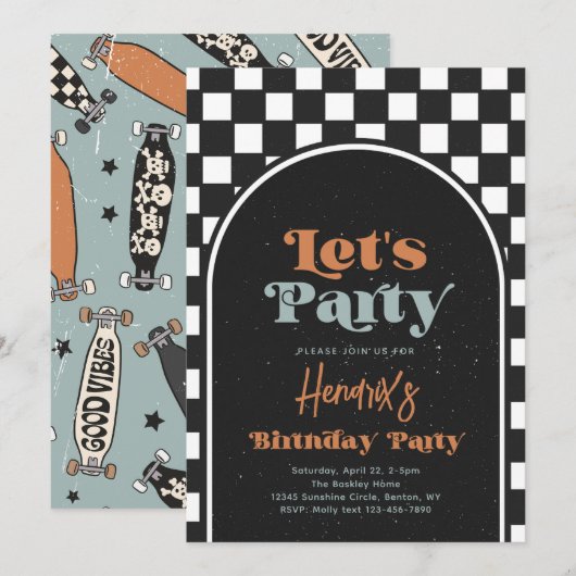 Laten we feesten | Cool Kind verjaardagsuitnodigin Kaart (Voorkant / Achterkant)