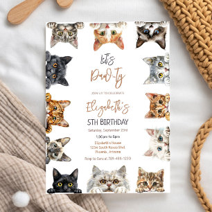 Laten we feesten Kitten Feestje Kat Verjaardagsuit Kaart