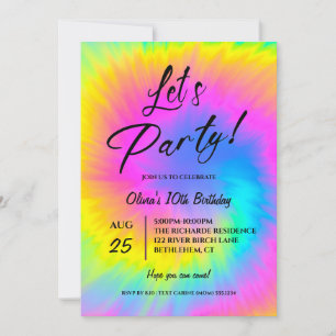 Laten we feesten Kleurrijke Tie Dye verjaardag Kaart