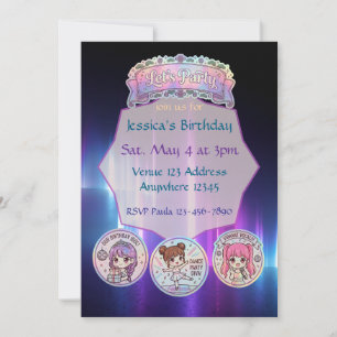 Laten we feesten Neon KPOP esthetische verjaardag Kaart