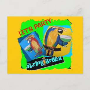 Laten we Feesten - Papegaaien Uitnodiging Briefkaart